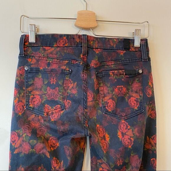 7 For All Mankind Rose Print Mid-Rise Skinny Jeans (Size:26) - Picture 7 of 12